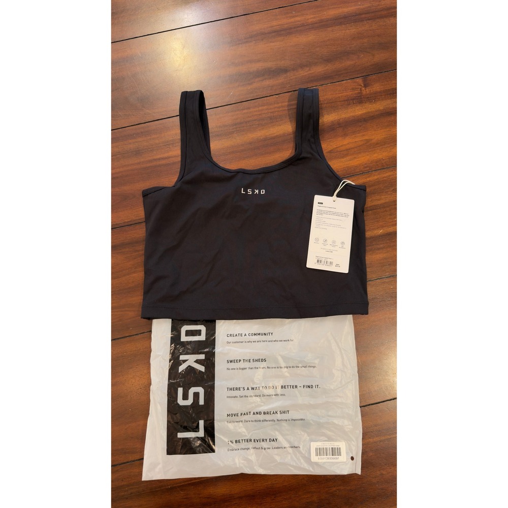 LSKD Staple Active Cropped Tank Black WTNK00441 ZephyrLUXE Women's Large NWT NEW